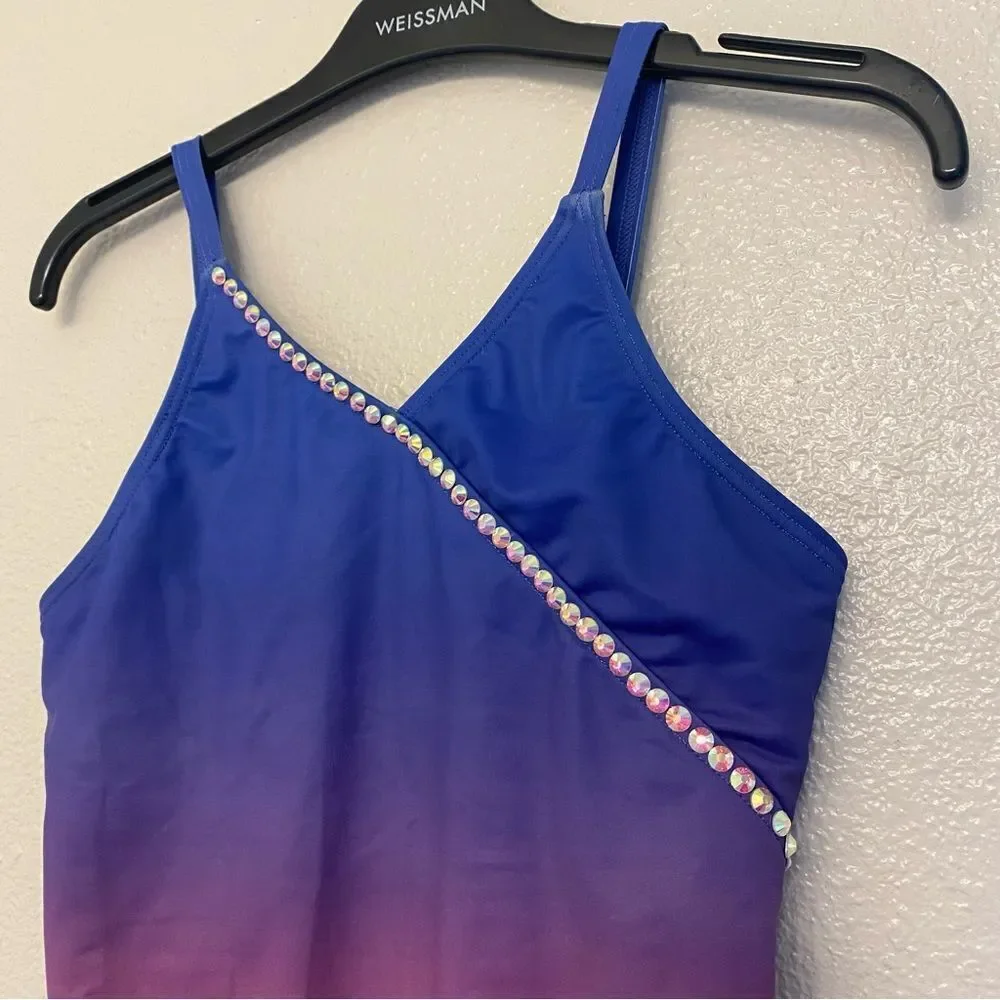Weissman Balera Costume solo custom dance rhinestone Ombre Leotard PL12366 LC